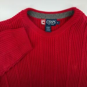 CHAPS Mens Red Cotton Crew Neck‎ Sweater Size Medium